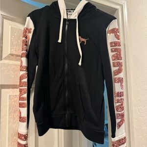 Black and Pink Sequin Hoodie